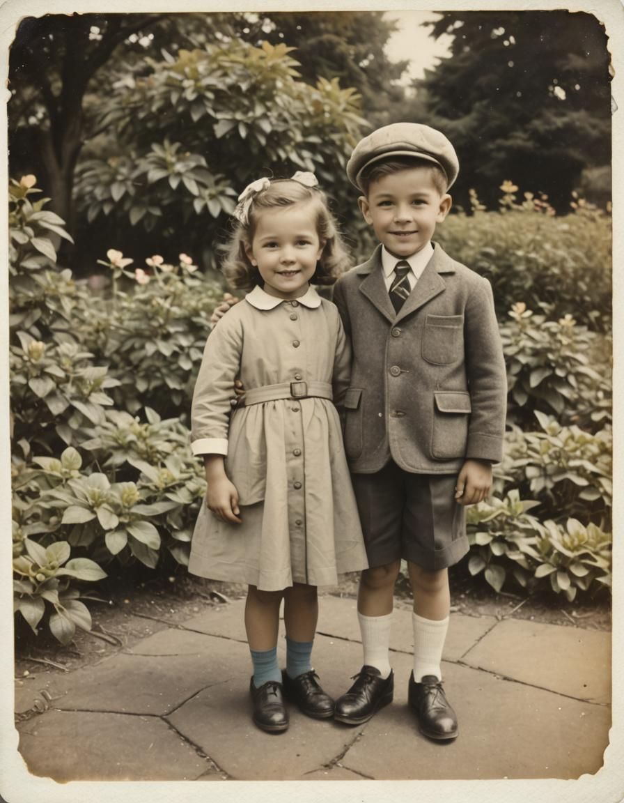 Vintage 1950s Garden: Cheerful Children's Playtime