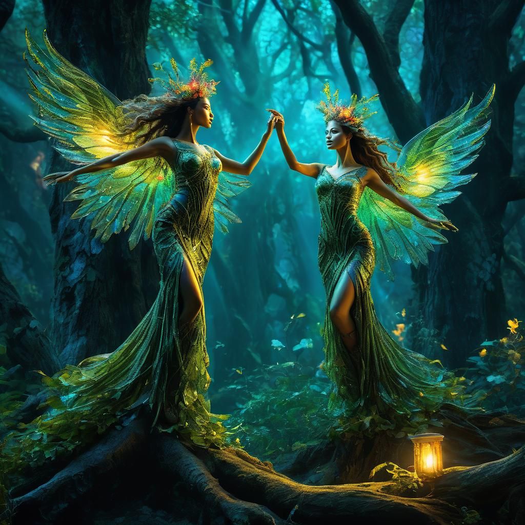 Enchanted Grove with Dancing Dryads and Sprites