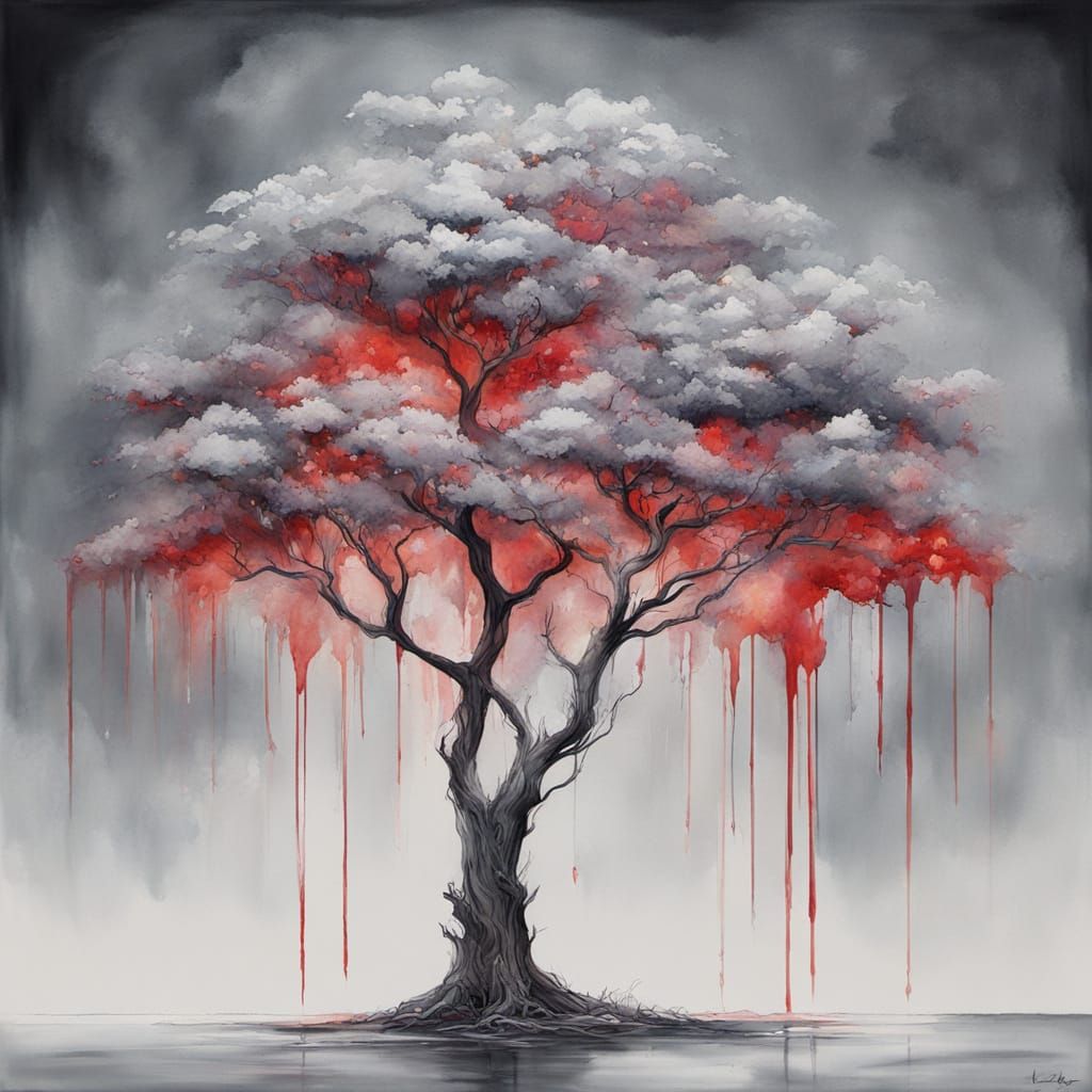 Ethereal Cyberpunk Watercolor Painting