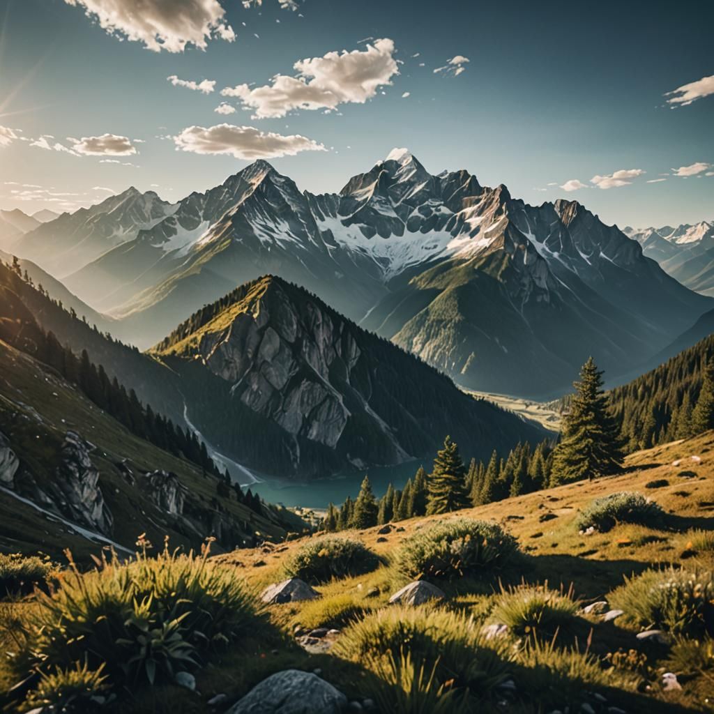 Majestic Mountains in Cinematic Film Still