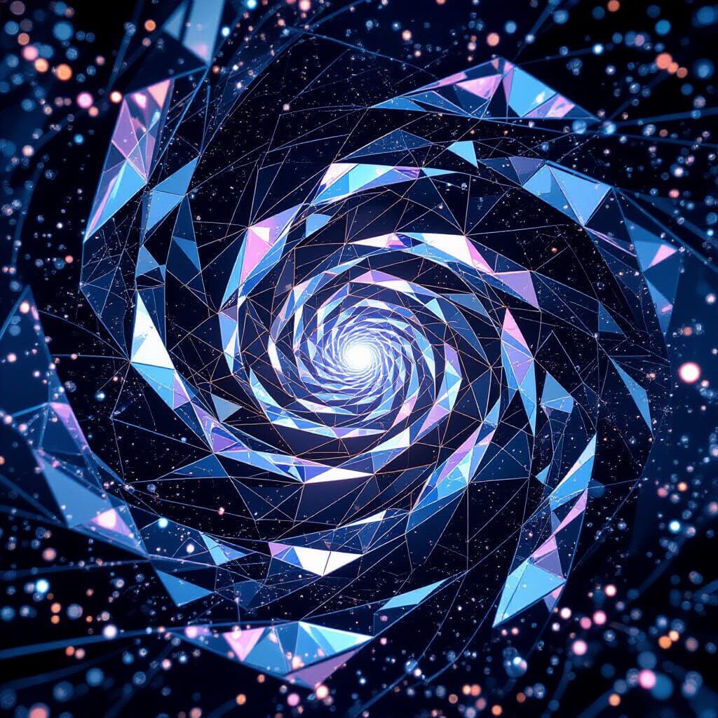 Vibrant Geometric Forms in Infinite Black Space