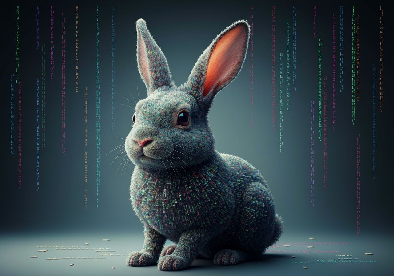 Hyperdetailed Rabbit Composed of Digital Code