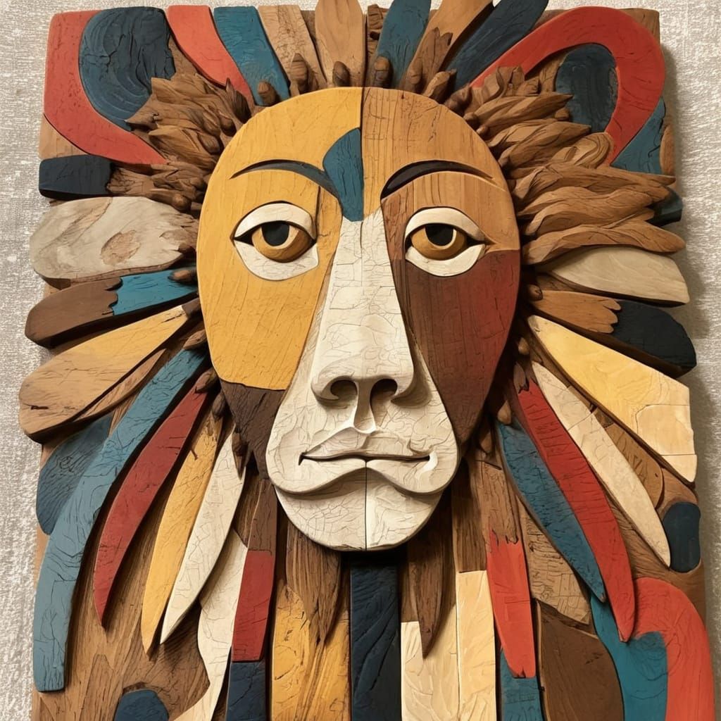 Detailed Wooden Bas-Relief Sculpture