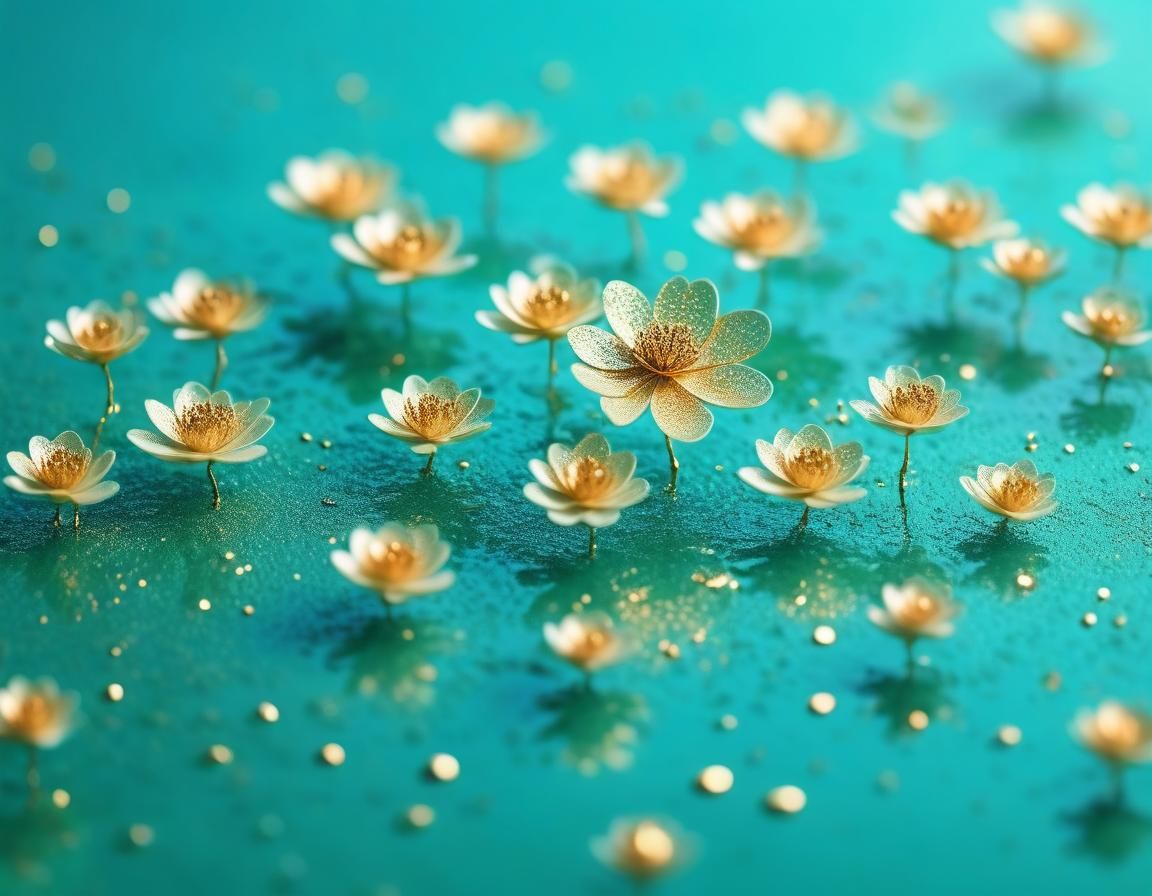 Ethereal Abstract Floral Art with Gold Tips