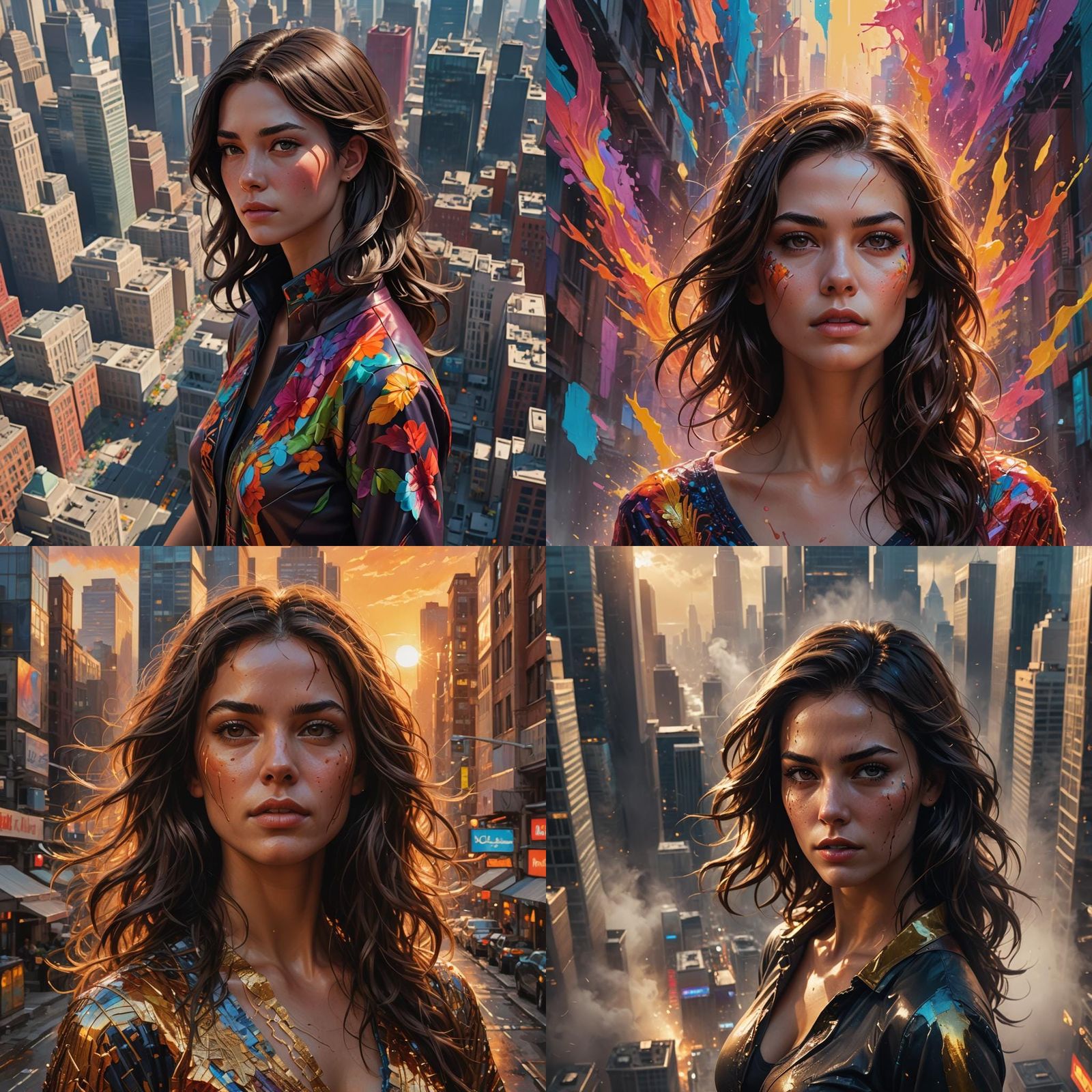 Detailed Hyperrealistic Portrait of a Brunette Giantess