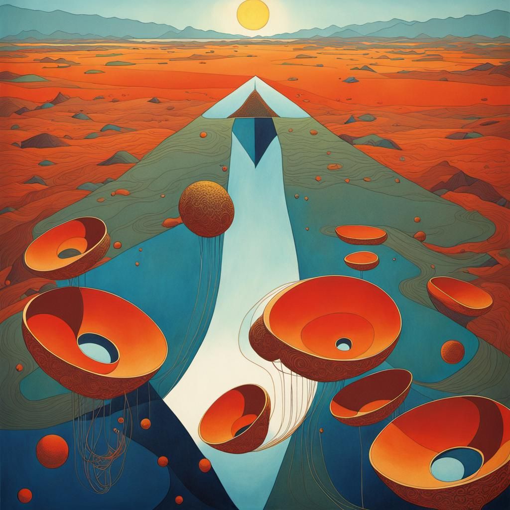 Abstract Moebius Art with Complementary Colors