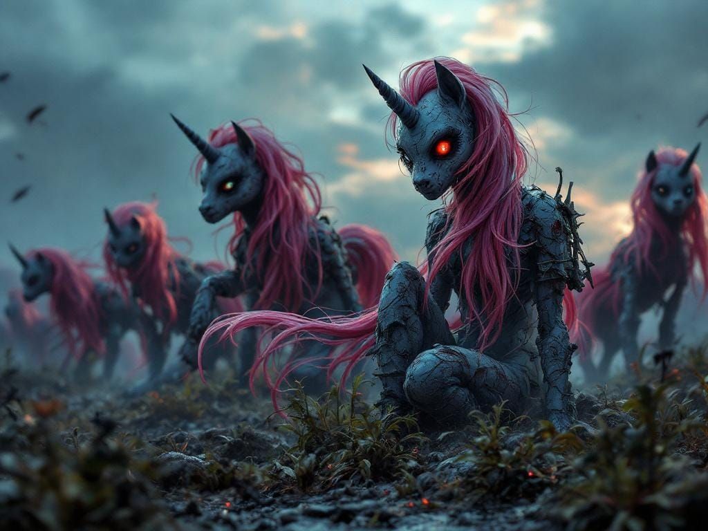 Post-Apocalyptic Zombie Ponies in Cinematic Concept Art