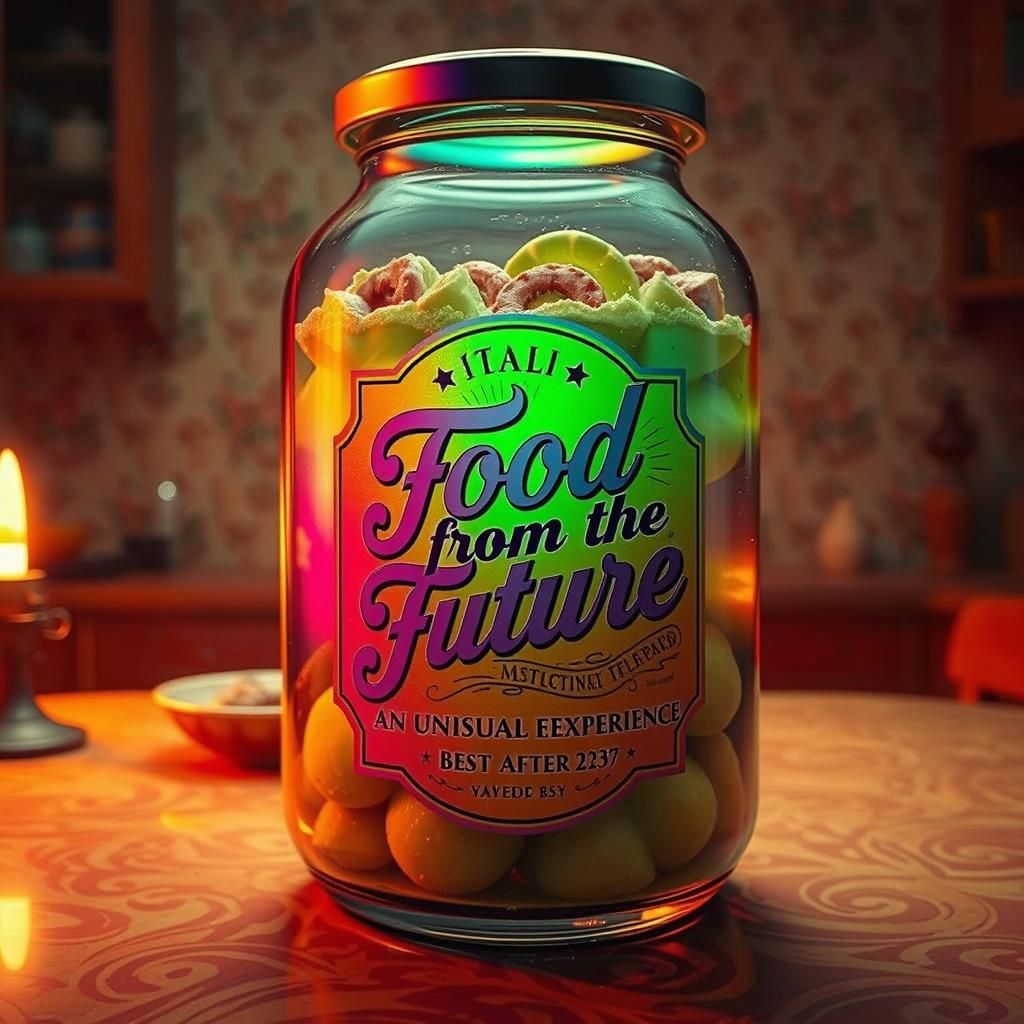 Food from the future. Funny food packaging