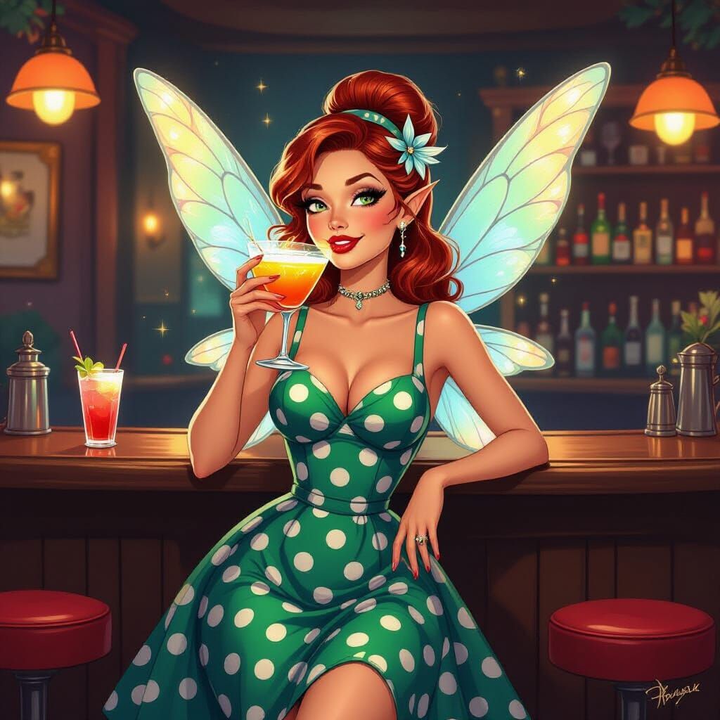 Fantasy Fairy at The Pixie Pub in Comic Book Style