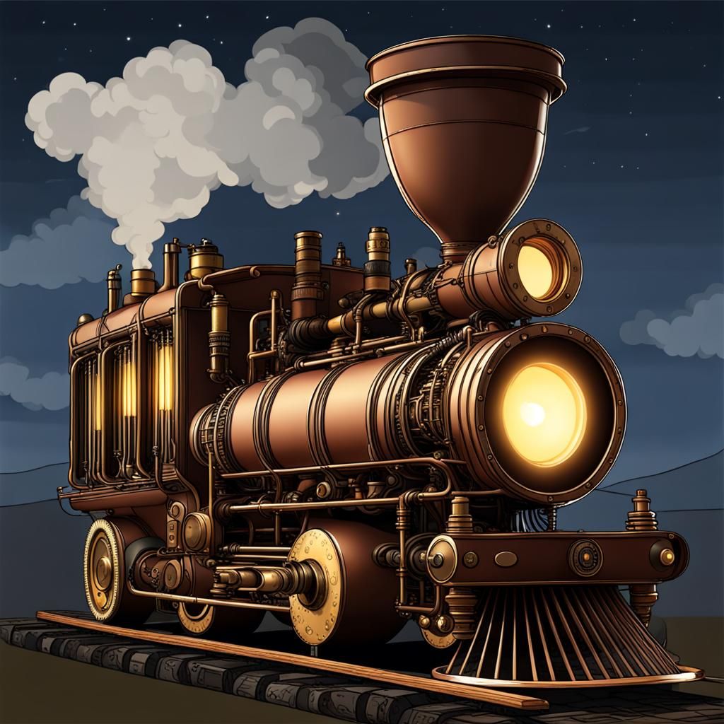 Steampunk Engine at Night