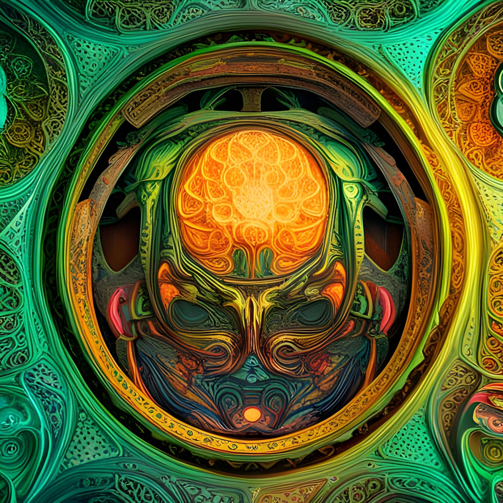 Ornate 3D Render of a Colorful Brain