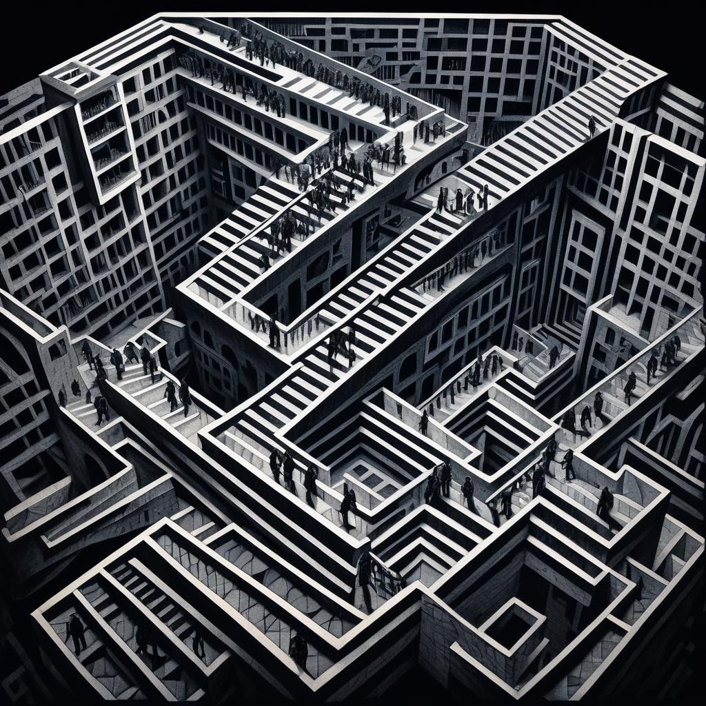 Escher-Inspired Infinite Staircase with Optical Illusions