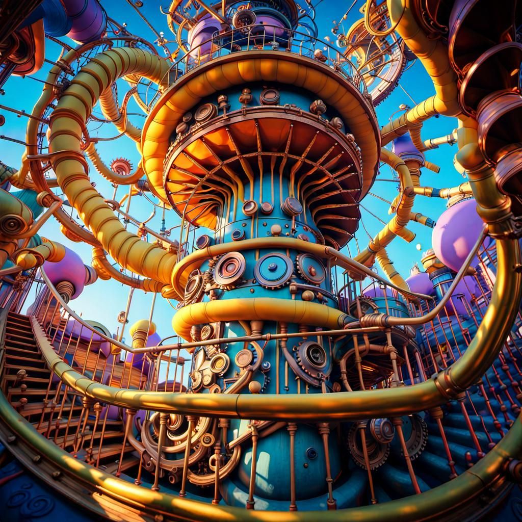 Detailed Helix Contraption in Fantasy Realism