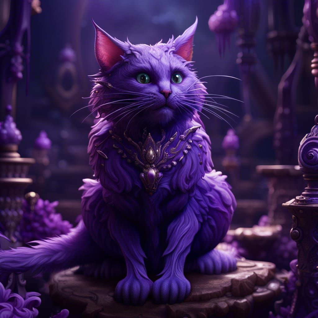 Fantastical Purple Cat and Rat Digital Painting