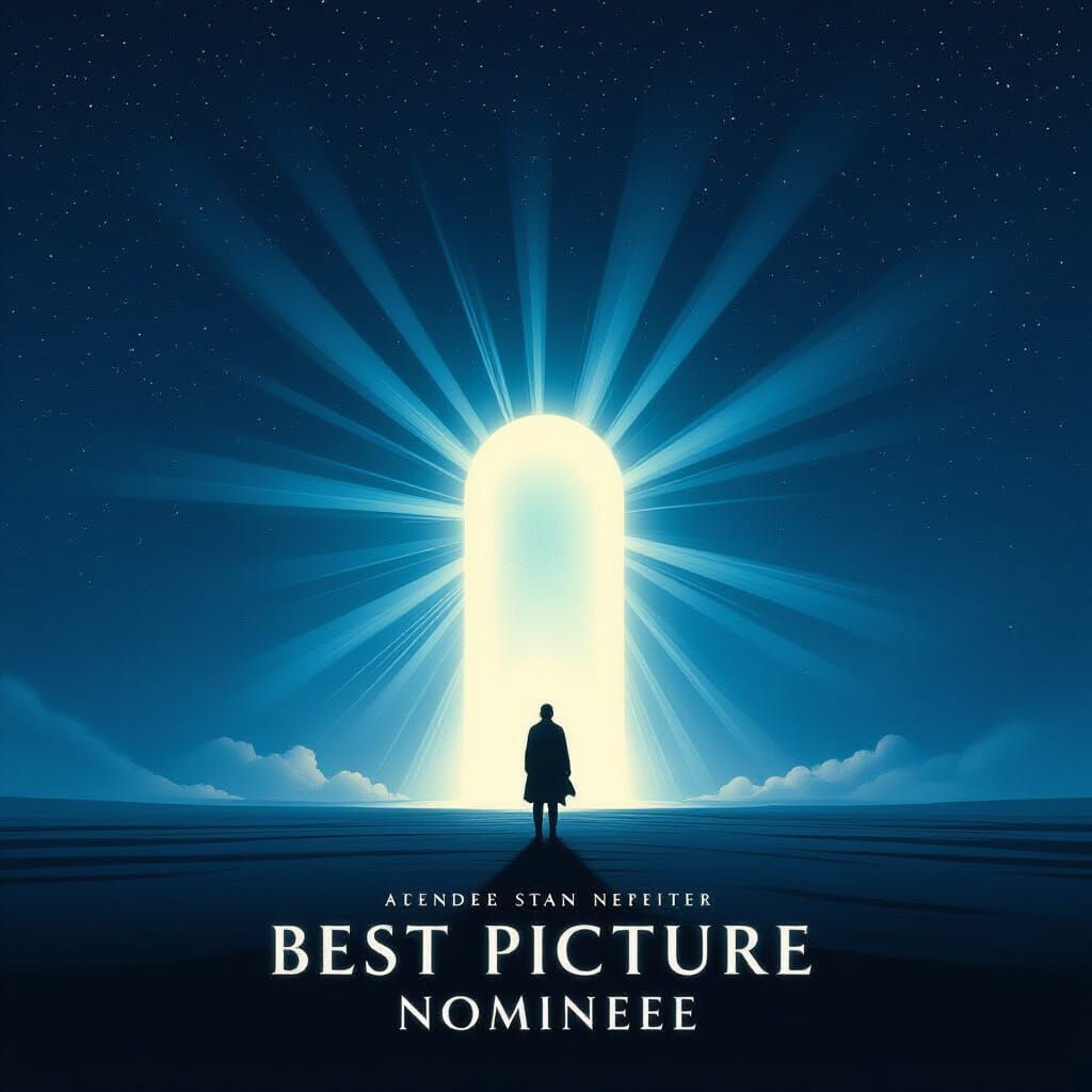 Epic Sci-Fi Movie Poster with Starry Sky and Portal