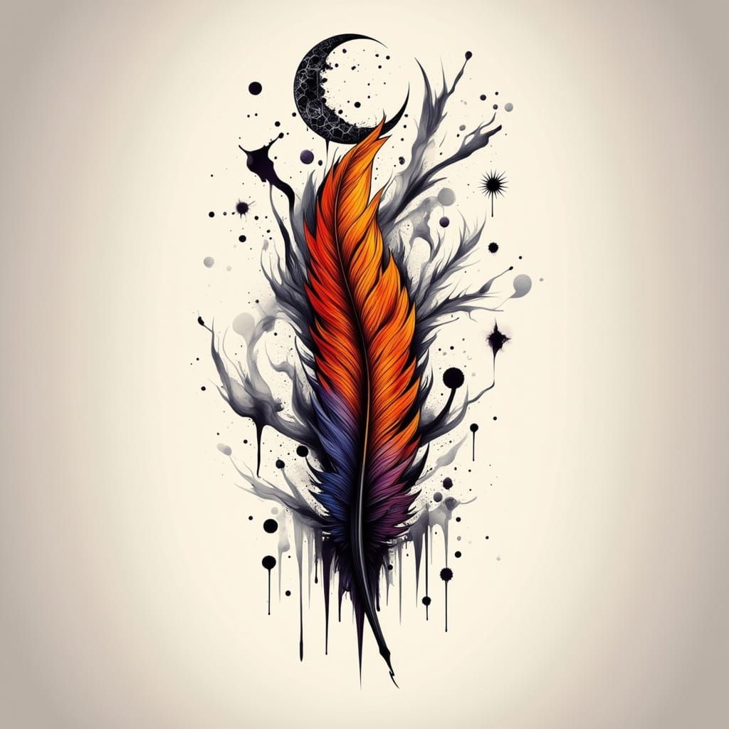 Mystical Phoenix Sigil in Minimalistic Tattoo Design