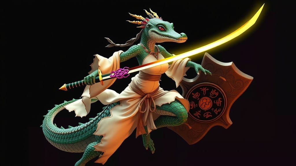 Emerald Goddess Warrior in Action