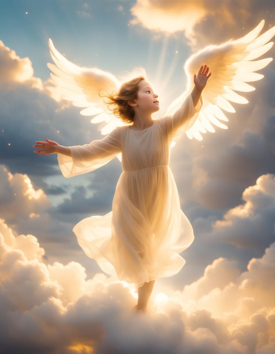 Ethereal Angel Reaching Down from Heaven