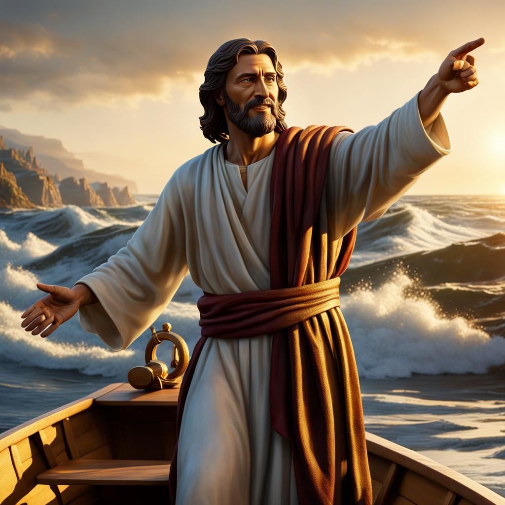 Jesus Reaches Out to Simon Peter in Photorealistic Detail