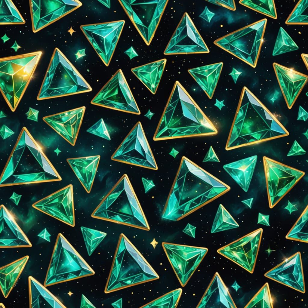 Emeralds in Nebula Triangles: Fauvist Digital Art