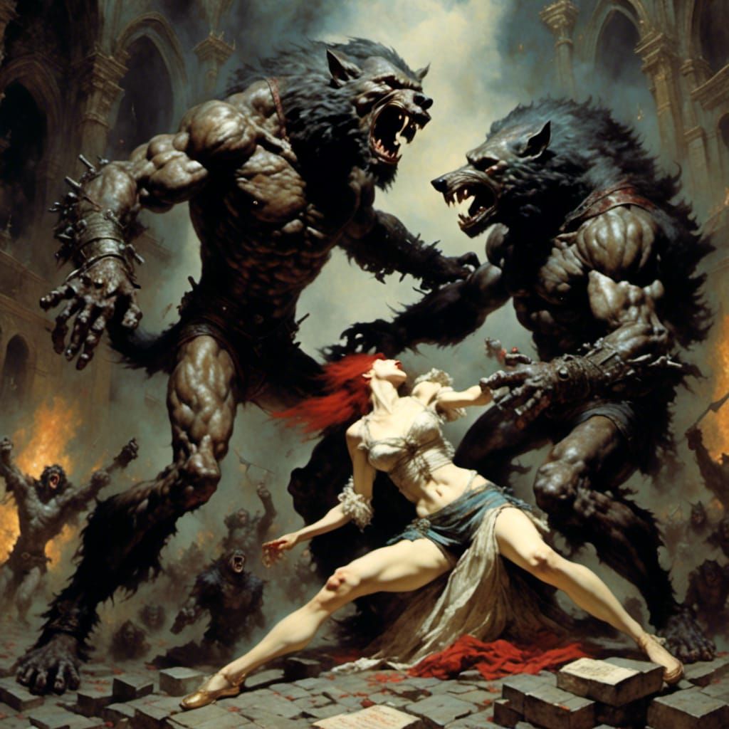 Werewolves Clash in Burning Castle