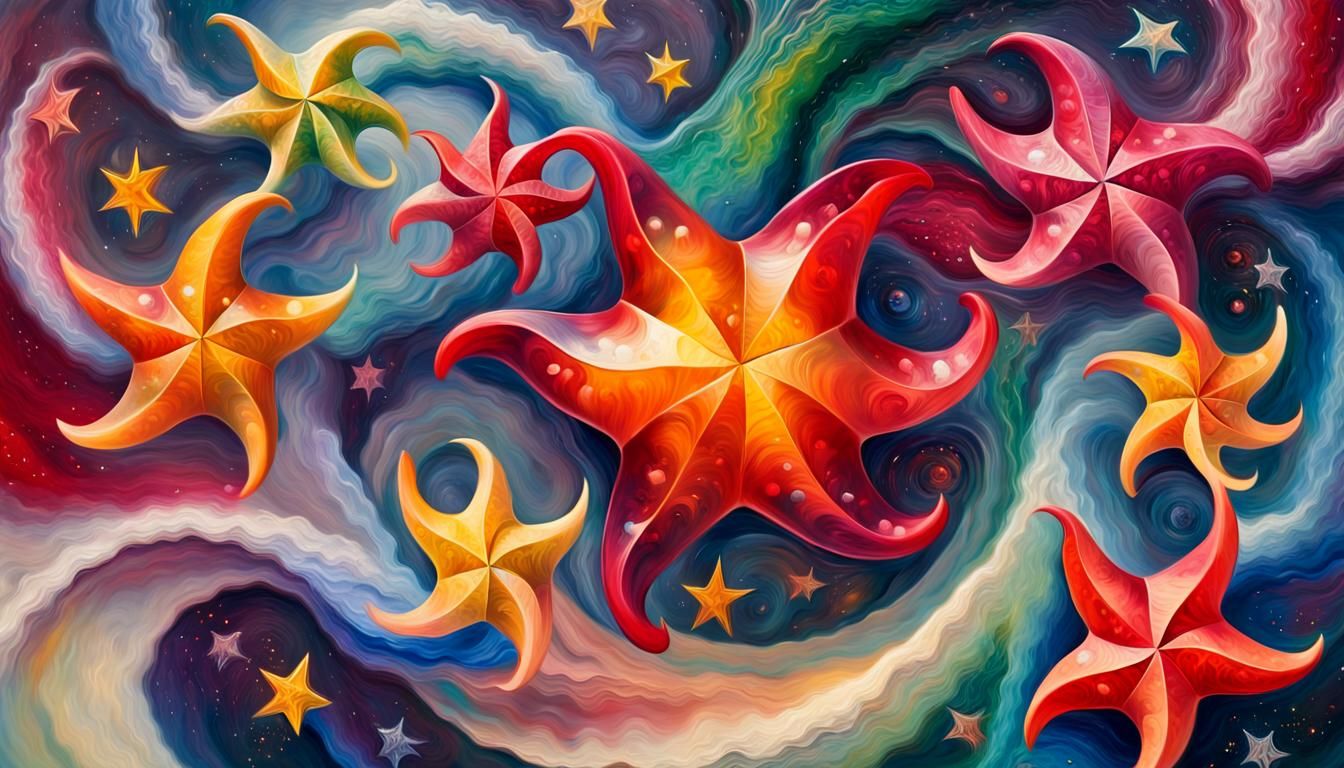 Surreal Starry Maelstrom in Vivid Impasto Style
