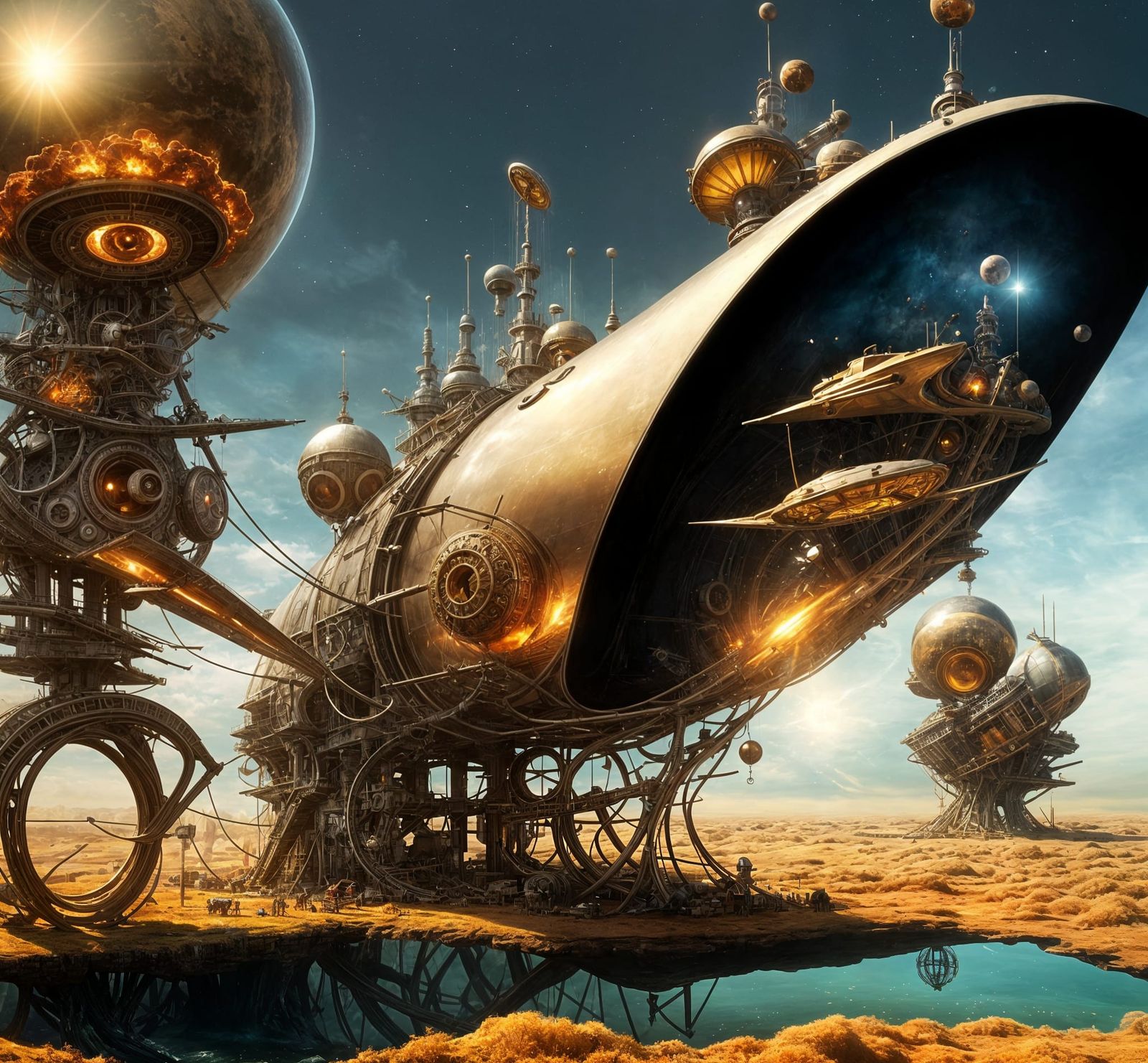 Surreal Spaceships Orbiting with Magical Particles