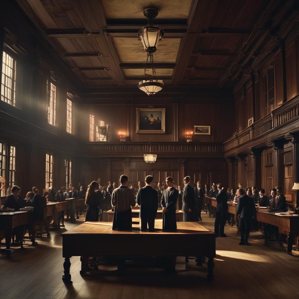 Students in Formal Attire in Grand Meeting Room