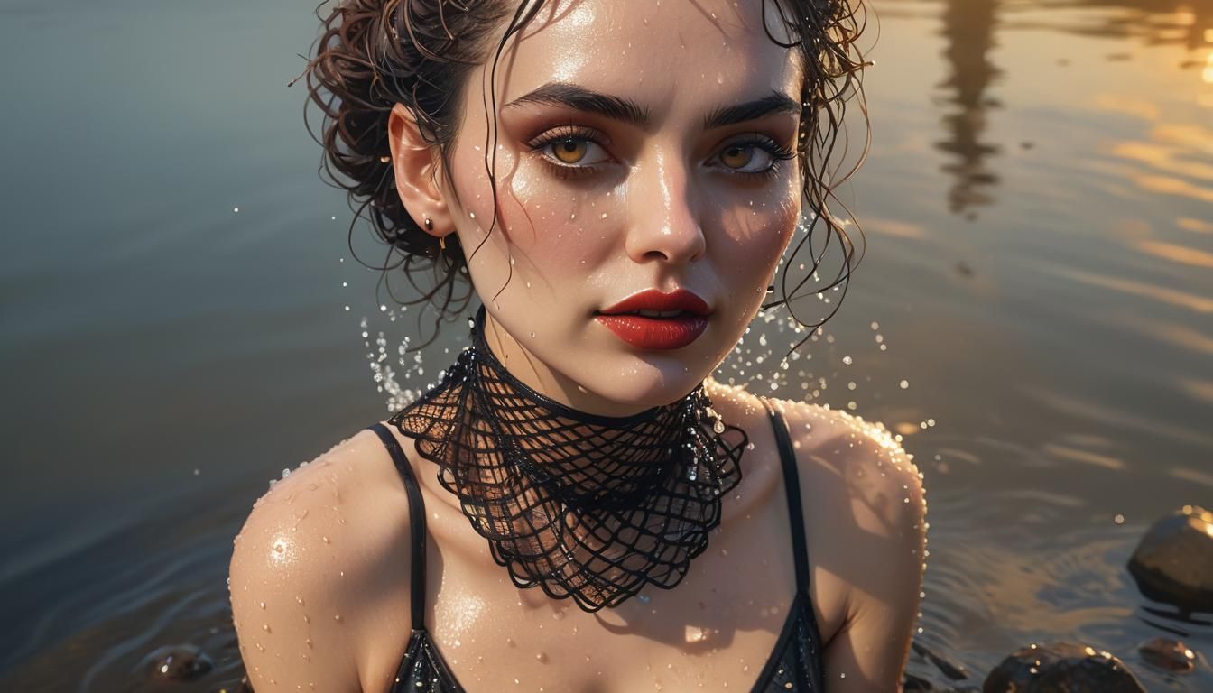 Lakeside Beauty Portrait in Hyper-Realistic Style