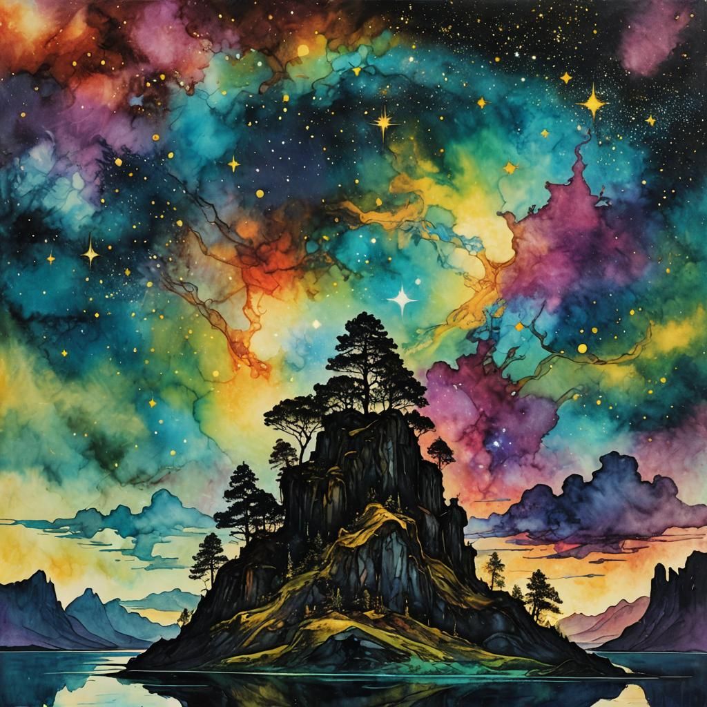 Starlight Traveler in Alcohol Ink Style