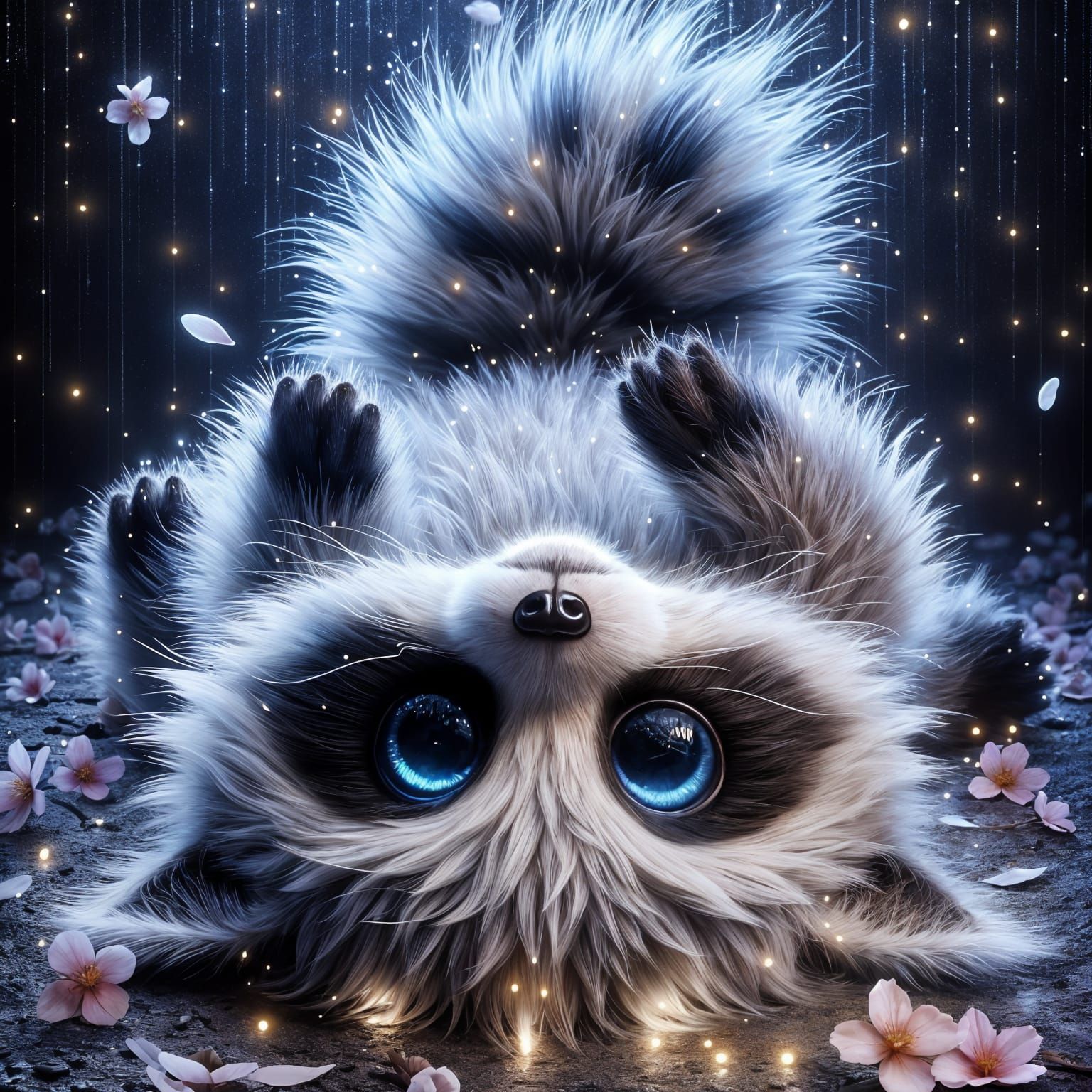 Adorable Raccoon in Sakura Garden Digital Art
