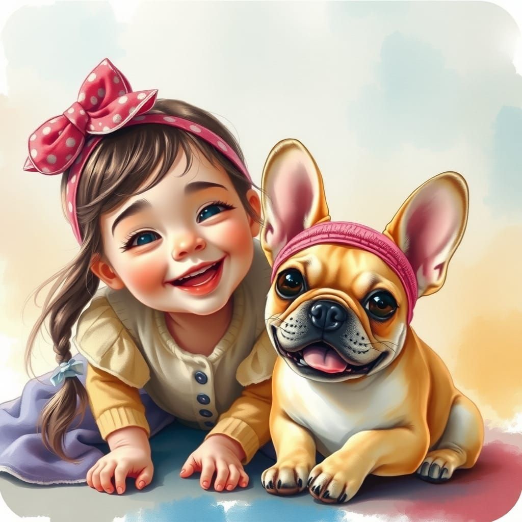 Girl and Dog: A Whimsical Fantasy Concept Art
