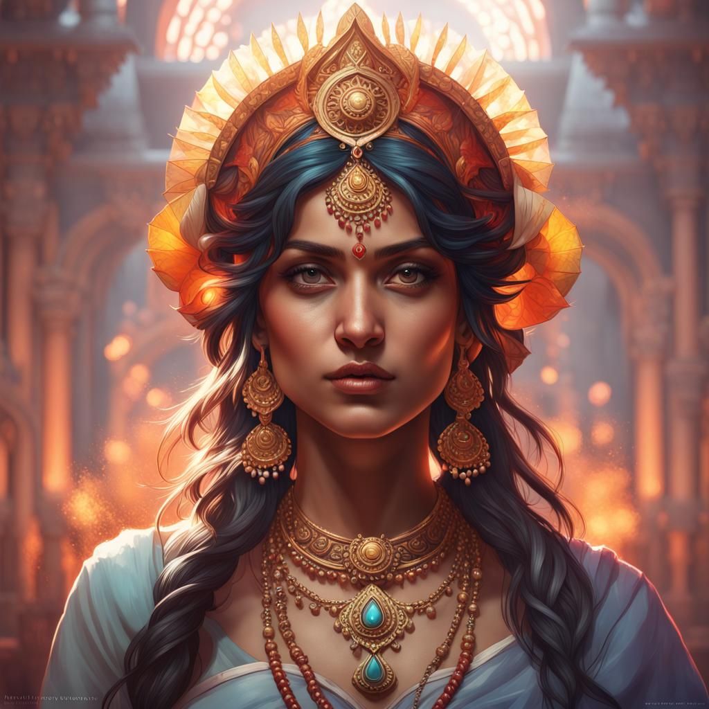Detailed Hindu Portrait with Dynamic Lighting