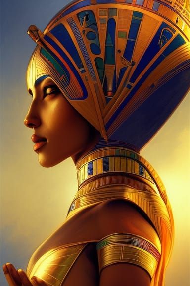 Futuristic Egyptian Motherships AI Concept Art