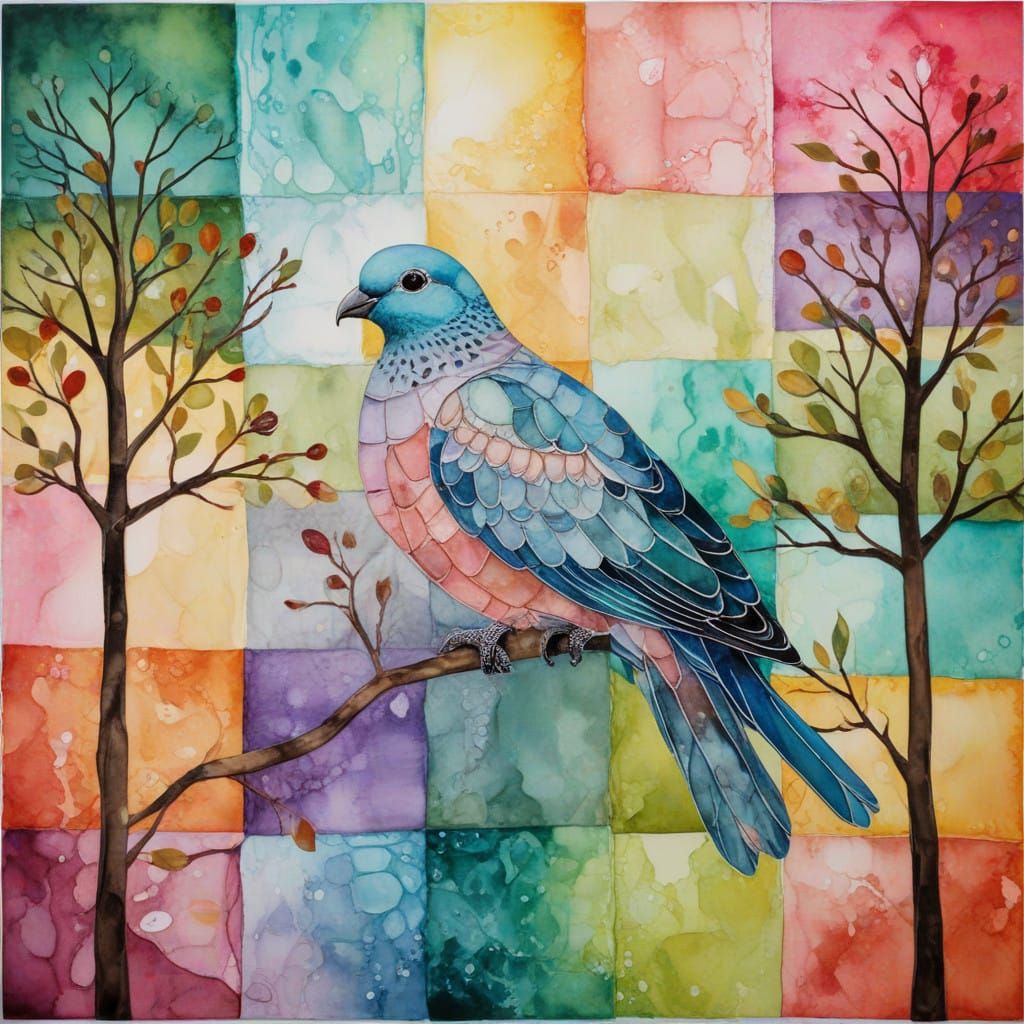 Whimsical Partridge in a Vibrant Pear Tree Scene