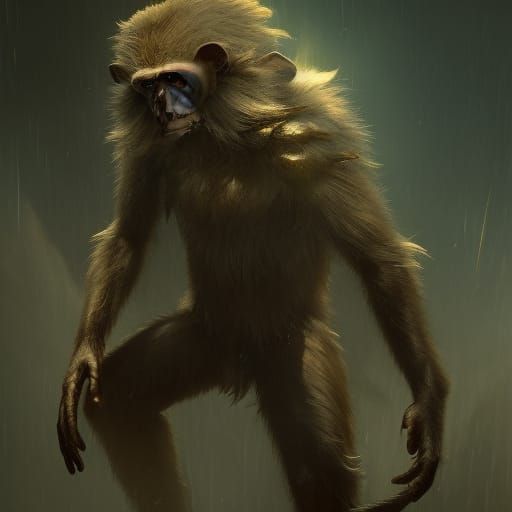 Dark Fantasy Mutated Monkey Concept Art