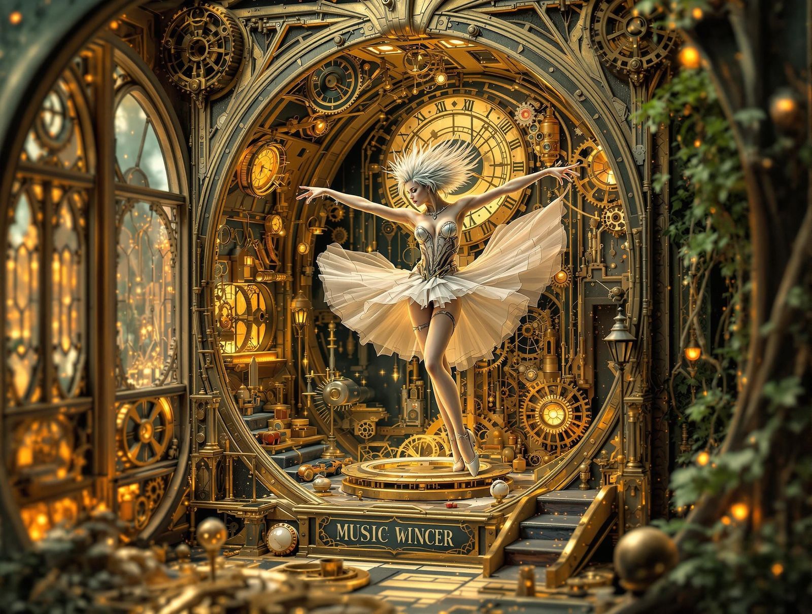 Art Nouveau Dancer in Clockwork Music Box