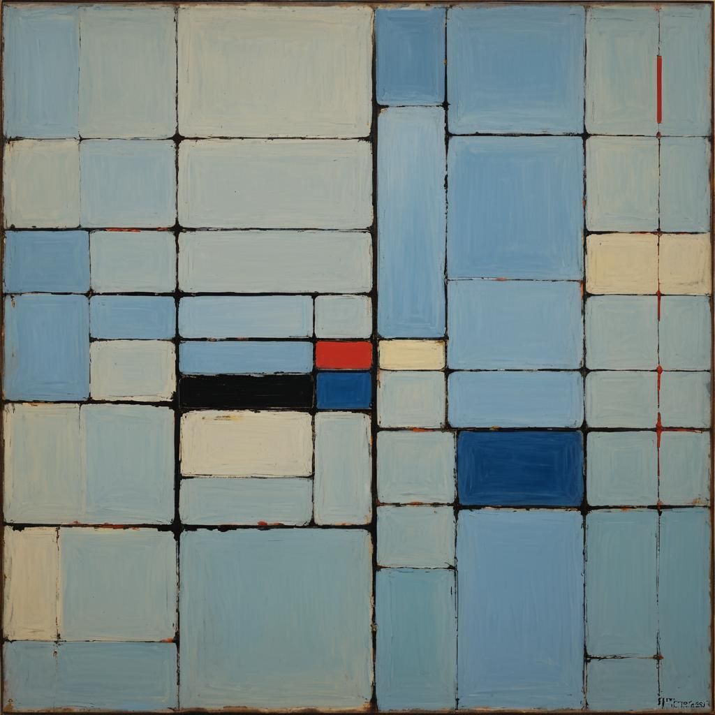 Abstract Blue Seascape in Modern Art Style