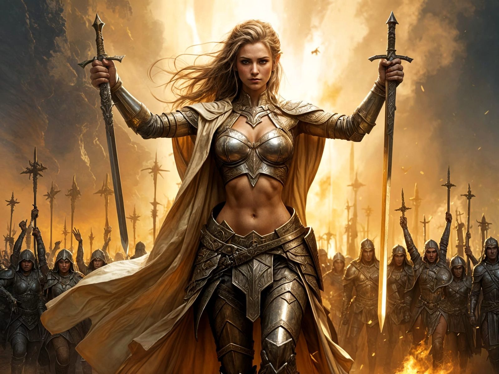 Victorious Elven Warrior in Golden Light