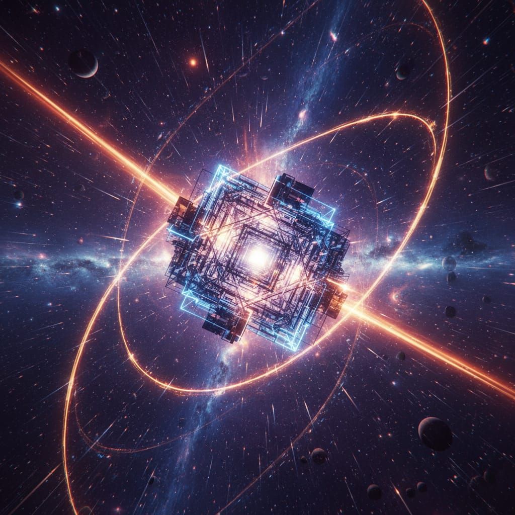 Photorealistic Tesseract Rotating Through Spacetime