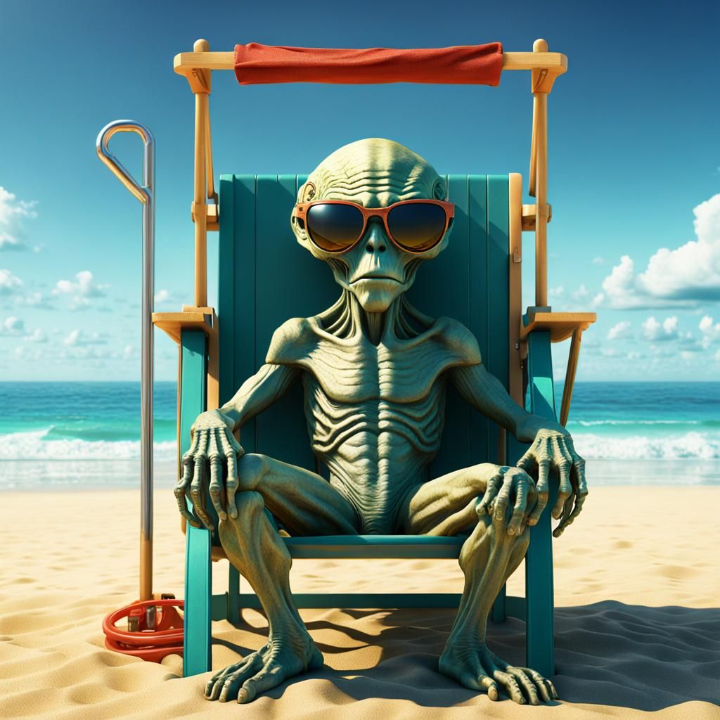 Alien Vacation: Mandelbulb Sits Beachside