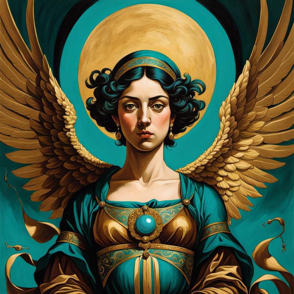 Teal Angel Comforts Survivors: Baroque-Inspired Outsider Art