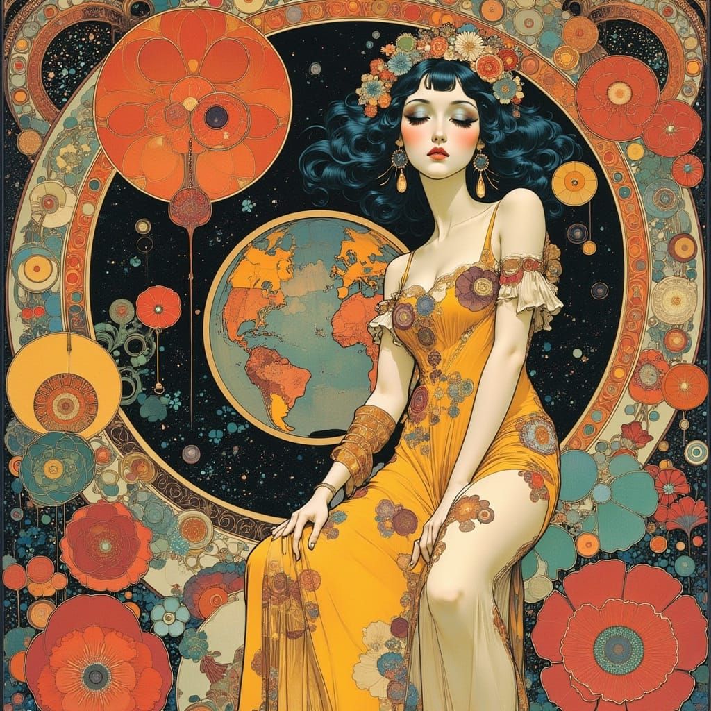 Psychedelic Art Nouveau Fusion Image