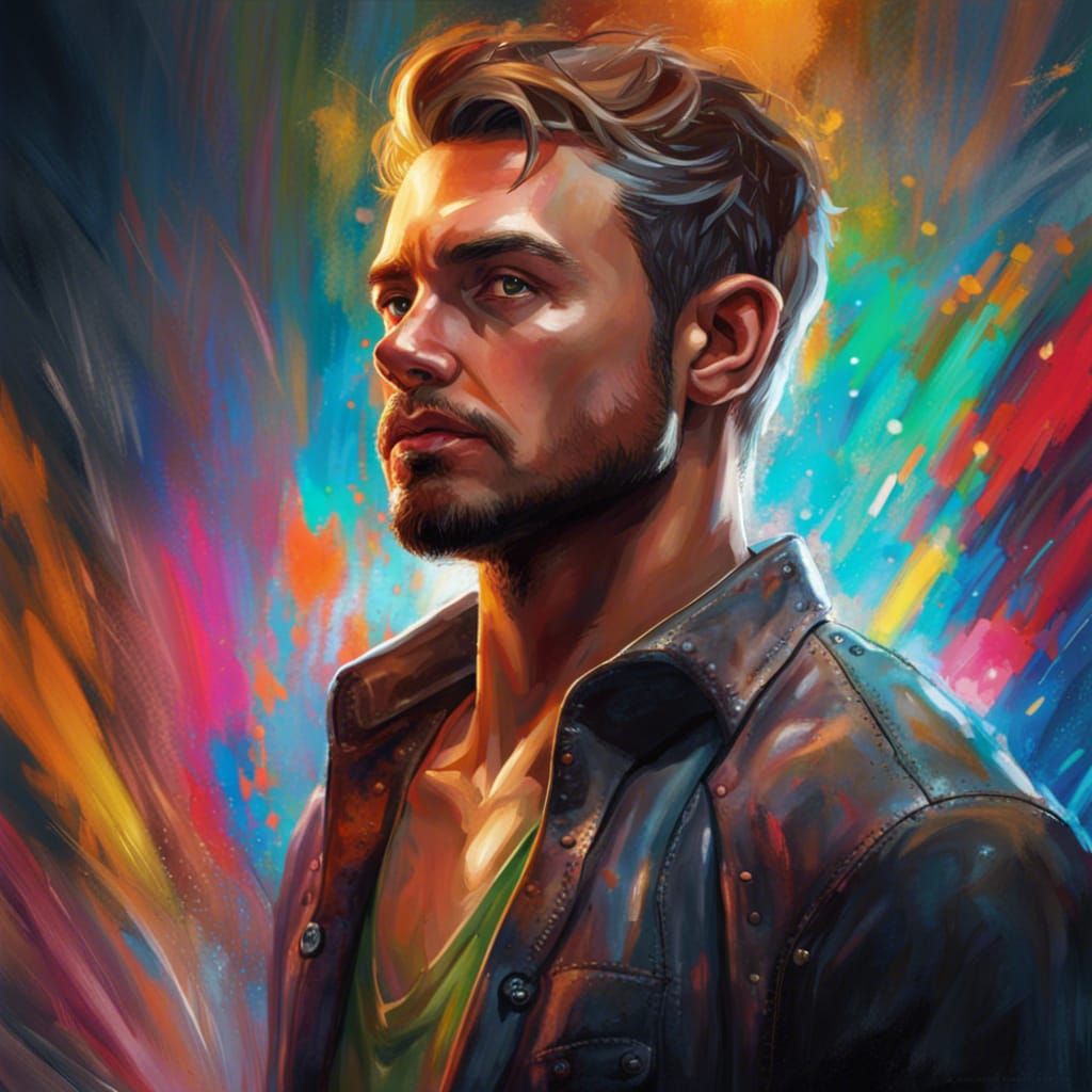 Handsome Man in Hyperrealistic Splash Art Style