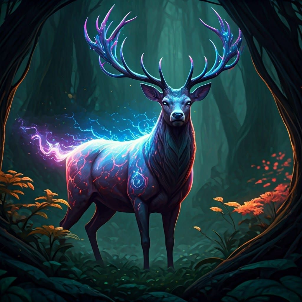 Electric Majestic Forest Deer