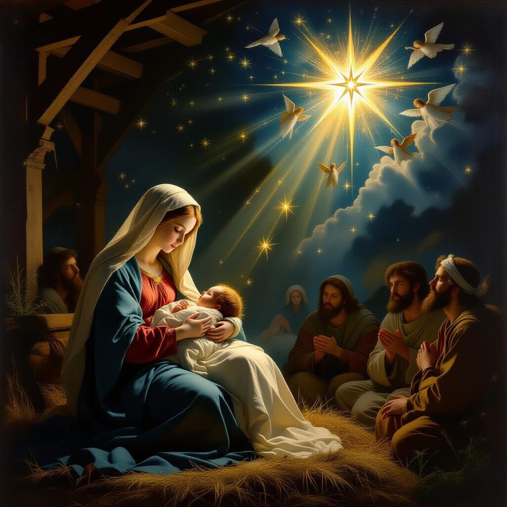 Renaissance Nativity Scene Oil Painting