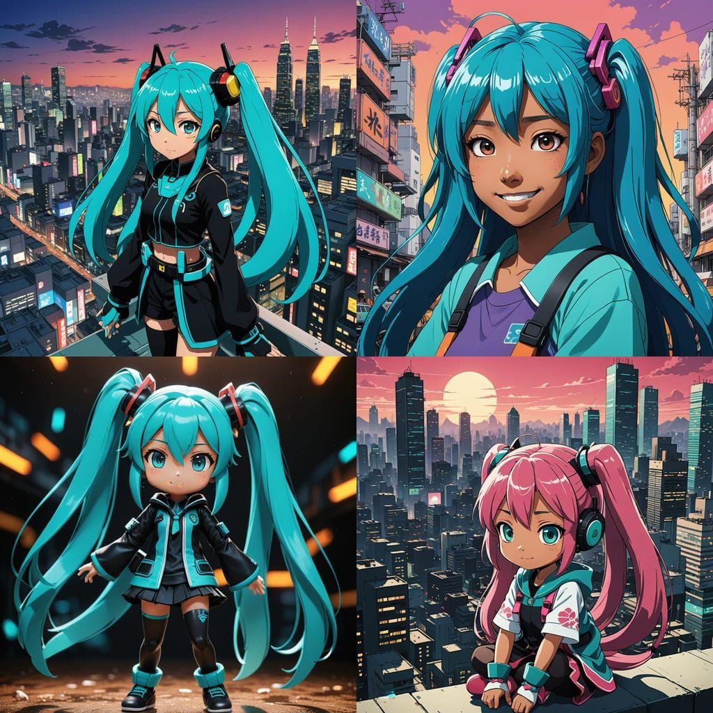 African American Hatsune Miku Plushie in Anime Style