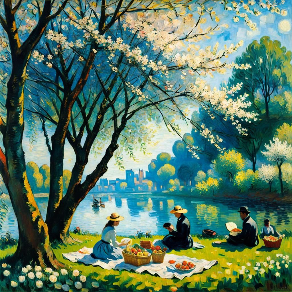 Impressionist Masterpiece: Whimsical Picnic Scene
