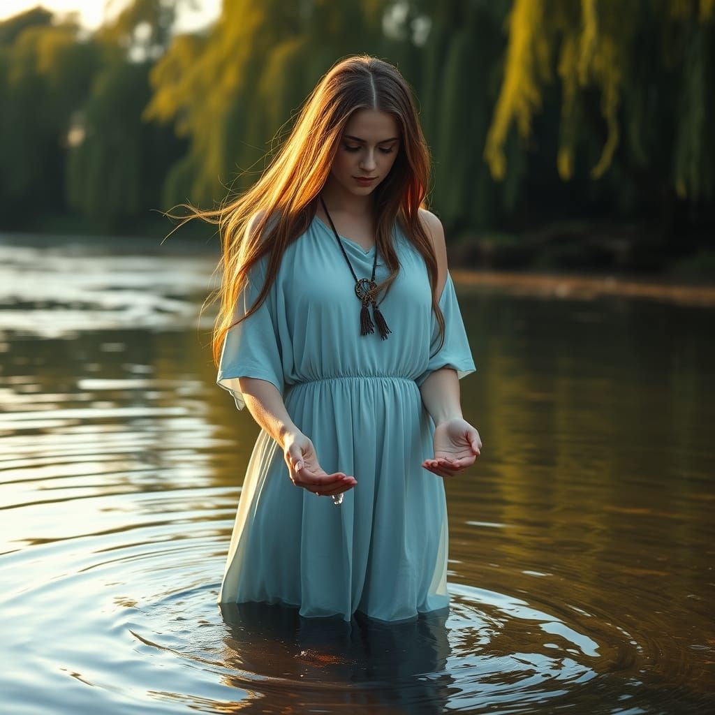 Slavic Goddess Dana Basks in Golden Morning Light