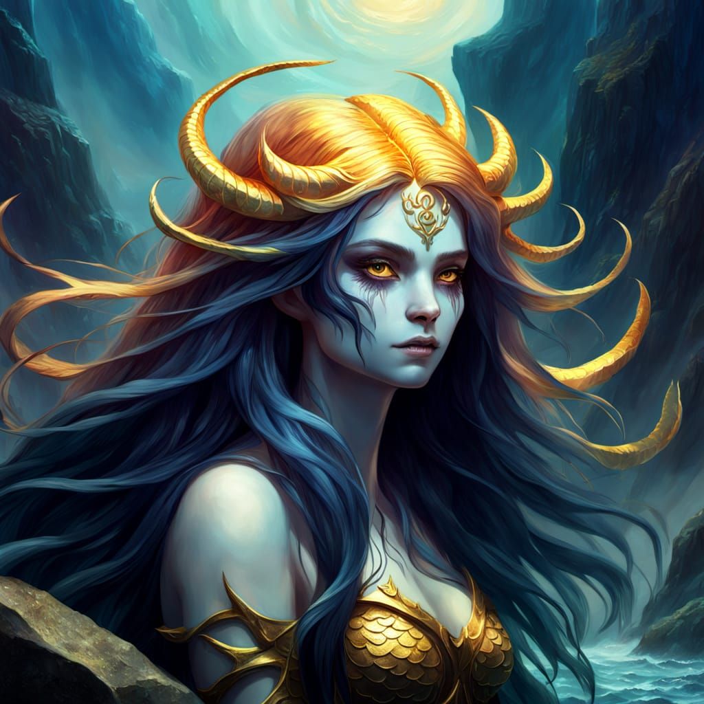 Siren on the Rocks: A Dreamy Fantasy Art Piece